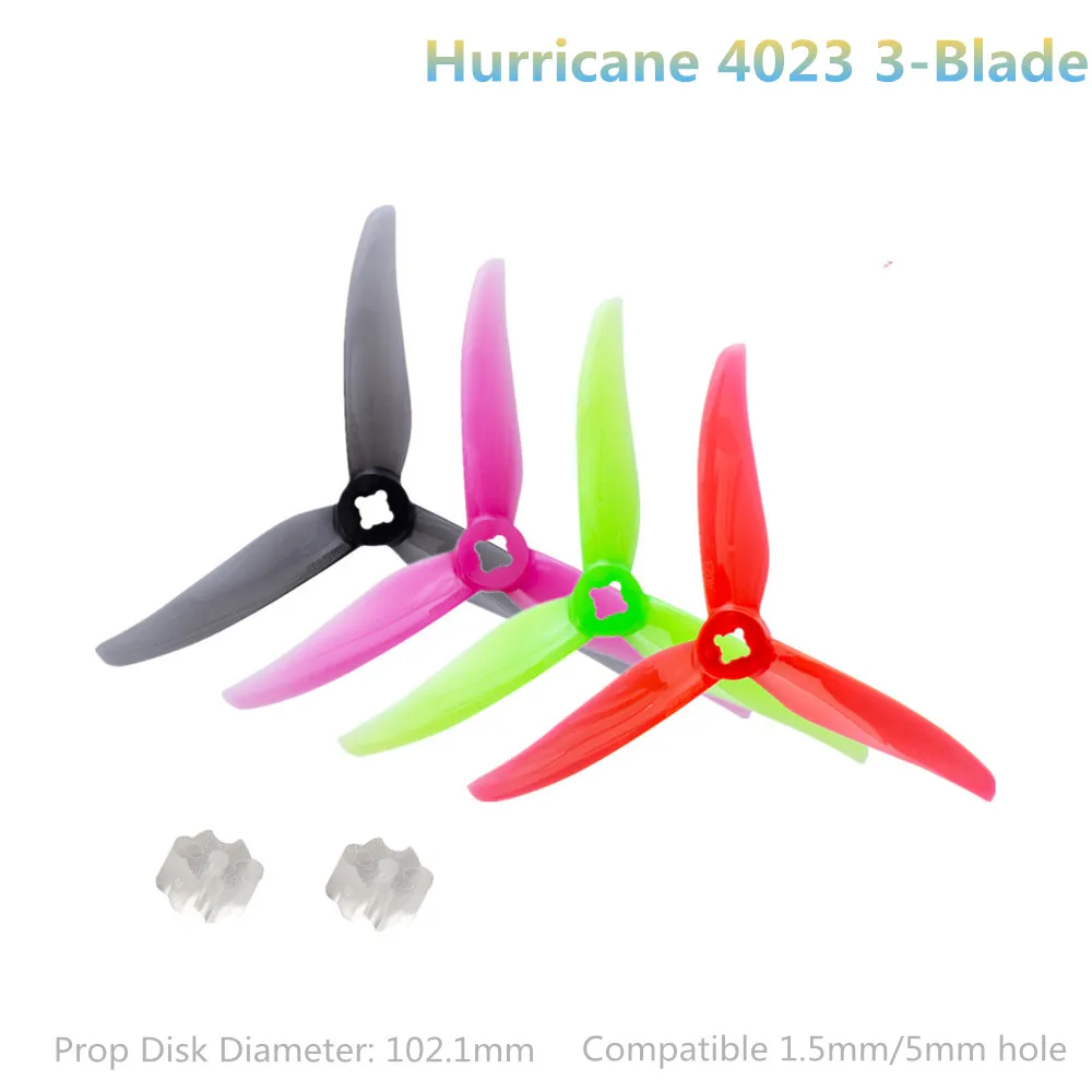 

16pc Gemfan 102mm Hurricane 4023 3-Blade Propeller CW/CCW Compatible 1.5mm/5mm hole for RC FPV Racing Quadcopter Toothpick Drone