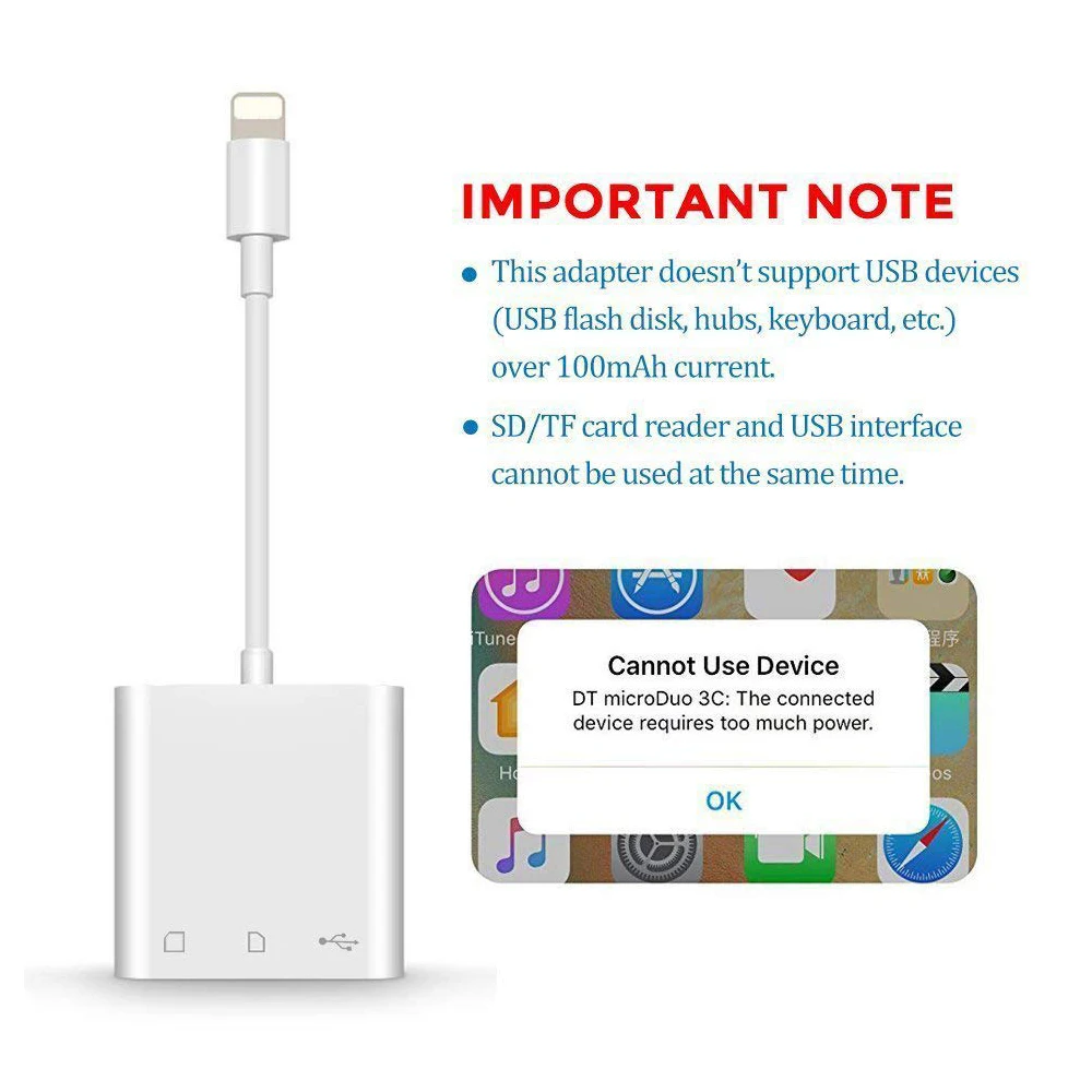 Excuty 3 в 1 USB камера соединительный Комплект SD кард-ридер для телефона и планшета, карта памяти SD/TF кард-ридер, Трейл игровая камера SD карта