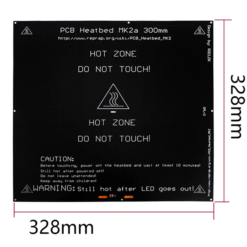 Mk2A 300X300X3,0 мм Reprap Ramps 1,4 Pcb алюминиевая нагревательная пластина для Mendel для 3d принтера Mk2B 328X328X3,0 мм