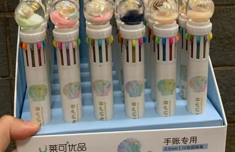 crystal multicolor 10 color shell ballpoint pen cartoon school stationery prize kawaii hand account office write 36pc |