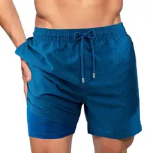 Aliexpress - man geometry print Shorts Quick dry Elastic band Drawstring pocket beach pants loose Shorts summer Breathable men Shorts