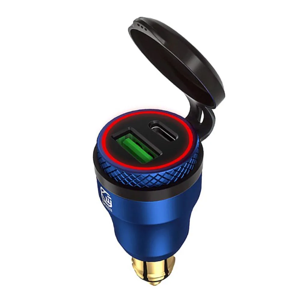 Синий Вилка быстрая скорость аксессуары открытый автомобиль USB зарядное устройство для мотоцикла стабильное гнездо Портативный прочный тип C gps мощность быстрый - Название цвета: Синий