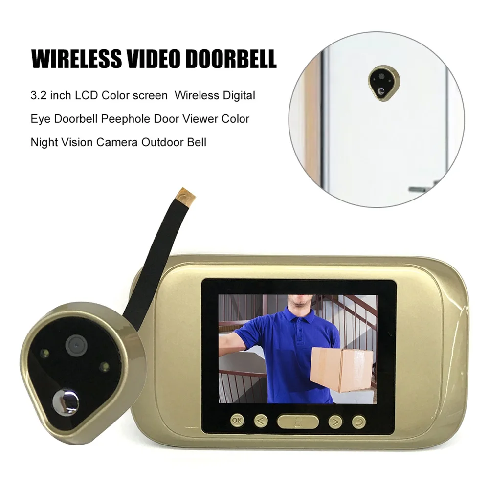 3,2 дюймовый ЖК-экран, умный дверной звонок, цифровой дверной звонок, глазок, камера, дверной глазок, 1280*720, видео запись, 90 градусов
