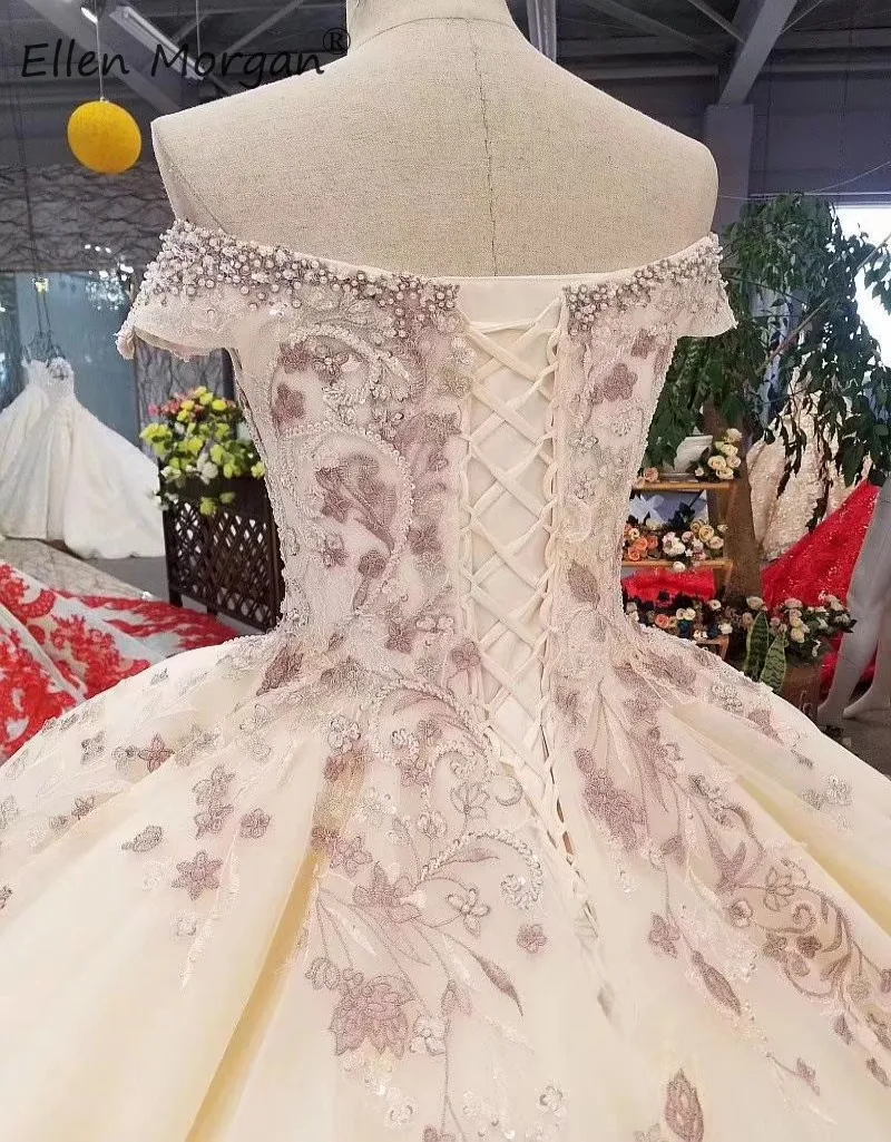 Vestidos De Novia Weddind платья Бальные элегантные без рукавов с открытыми плечами со шнуровкой со шлейфом Вышивка свадебная одежда