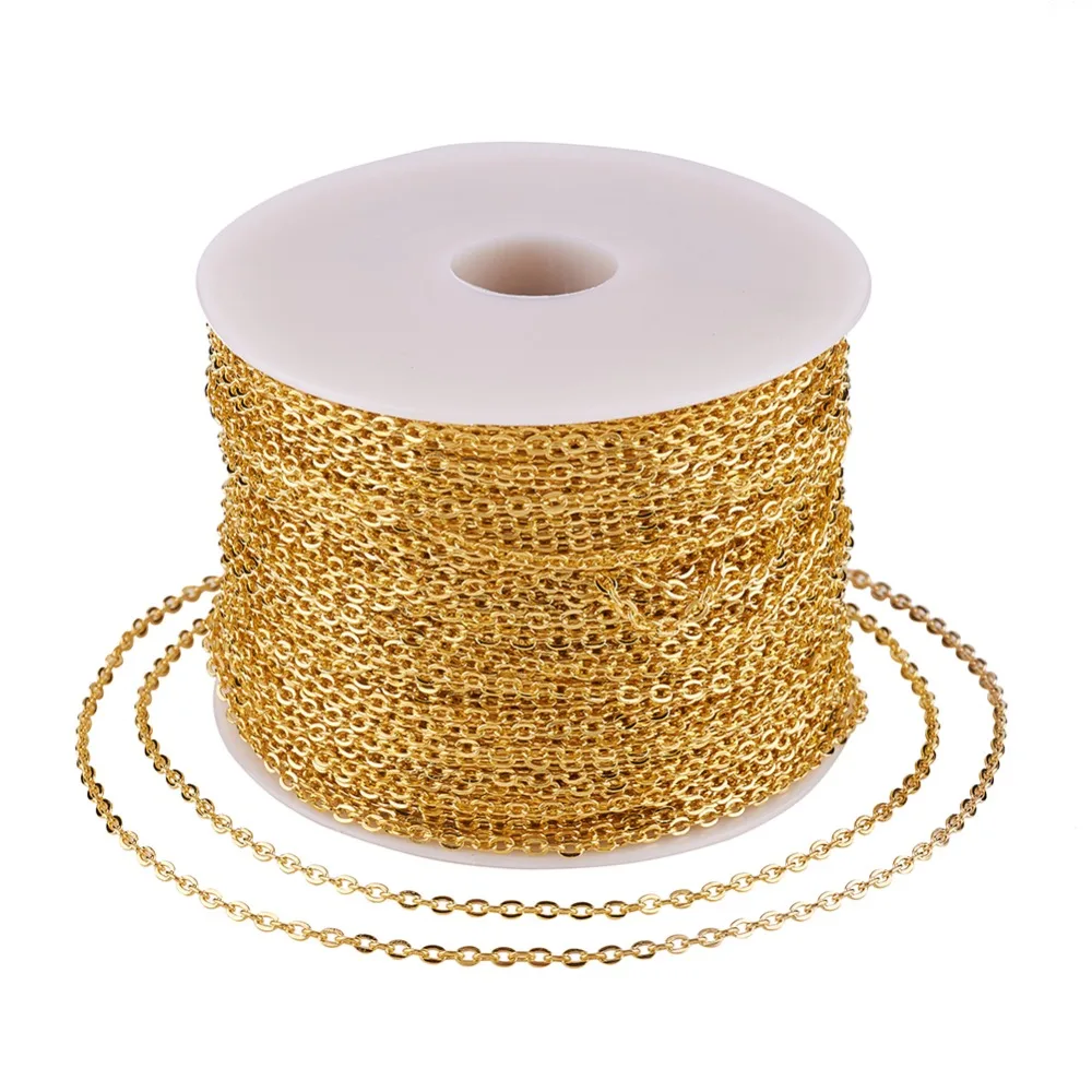 100 м/рулон золотистого кабеля цепи звено без сварной катушки для DIY ножной браслет ожерелья браслет ювелирных изделий Аксессуары 3x2x0,6 мм