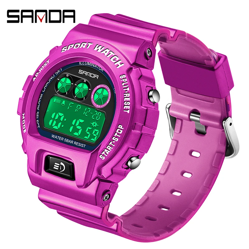 

SANDA Fashion Men's Watch Digital LED Watch Stylish Simple Purple Strap Personality Design Electronic Watch Girl Gift Multicolor