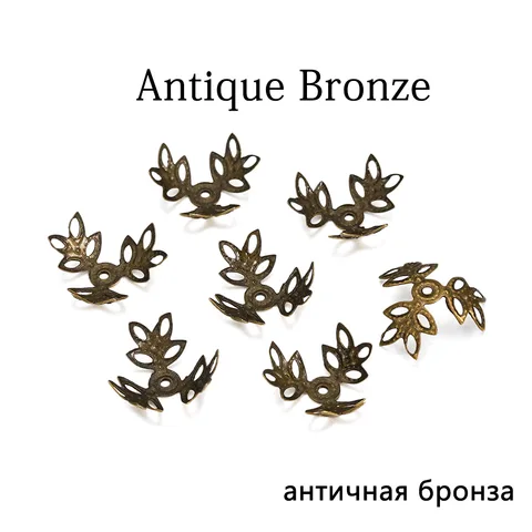 16x16mm Metallic KC Gold Three leaves Spacer Beads End Cap For DIY Jewelry Making Bracelet Findings Supplies