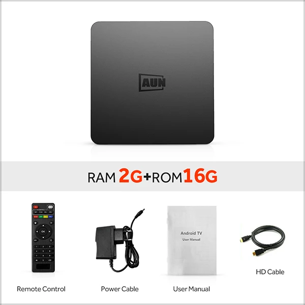 Black AUN Smart tv Box Android 9,0, 2 Гб ОЗУ+ 16 Гб ПЗУ 4K Ультра HD декодирование, wifi Google плеер Netflix набор Smart Top Box 1 - Цвет: Black