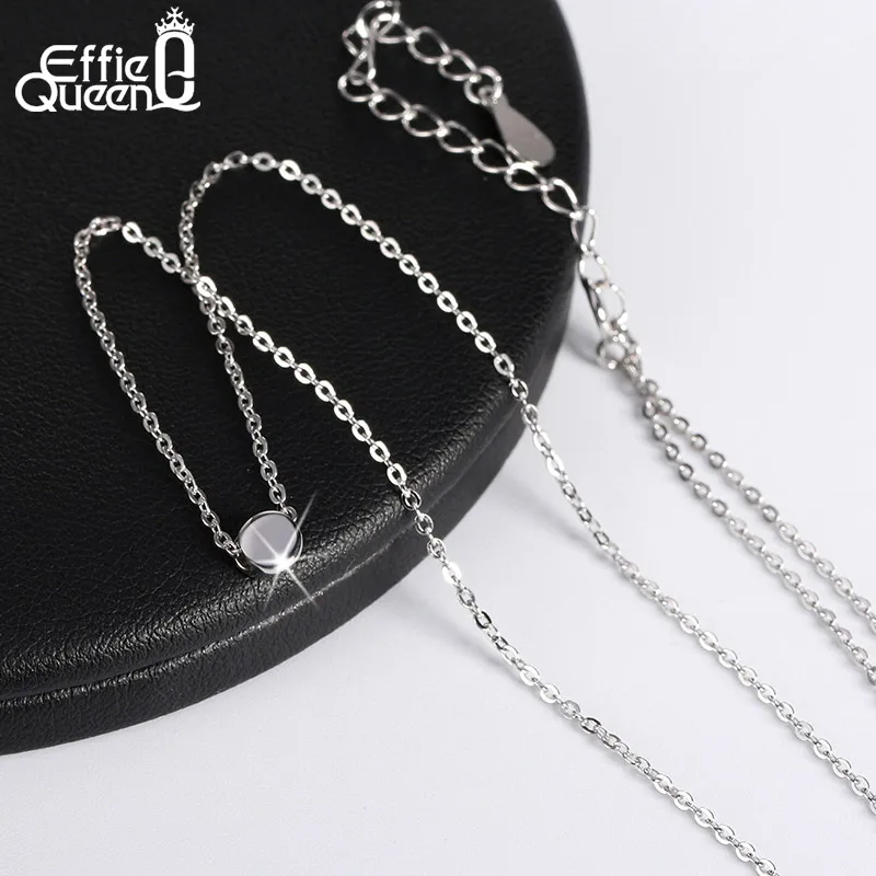 Effie queen 925 ювелирные изделия из стерлингового серебра Крошечные круглые точки кулон ожерелье с 44 см ювелирные украшения с цепочкой горячие женщины подарок TSN04