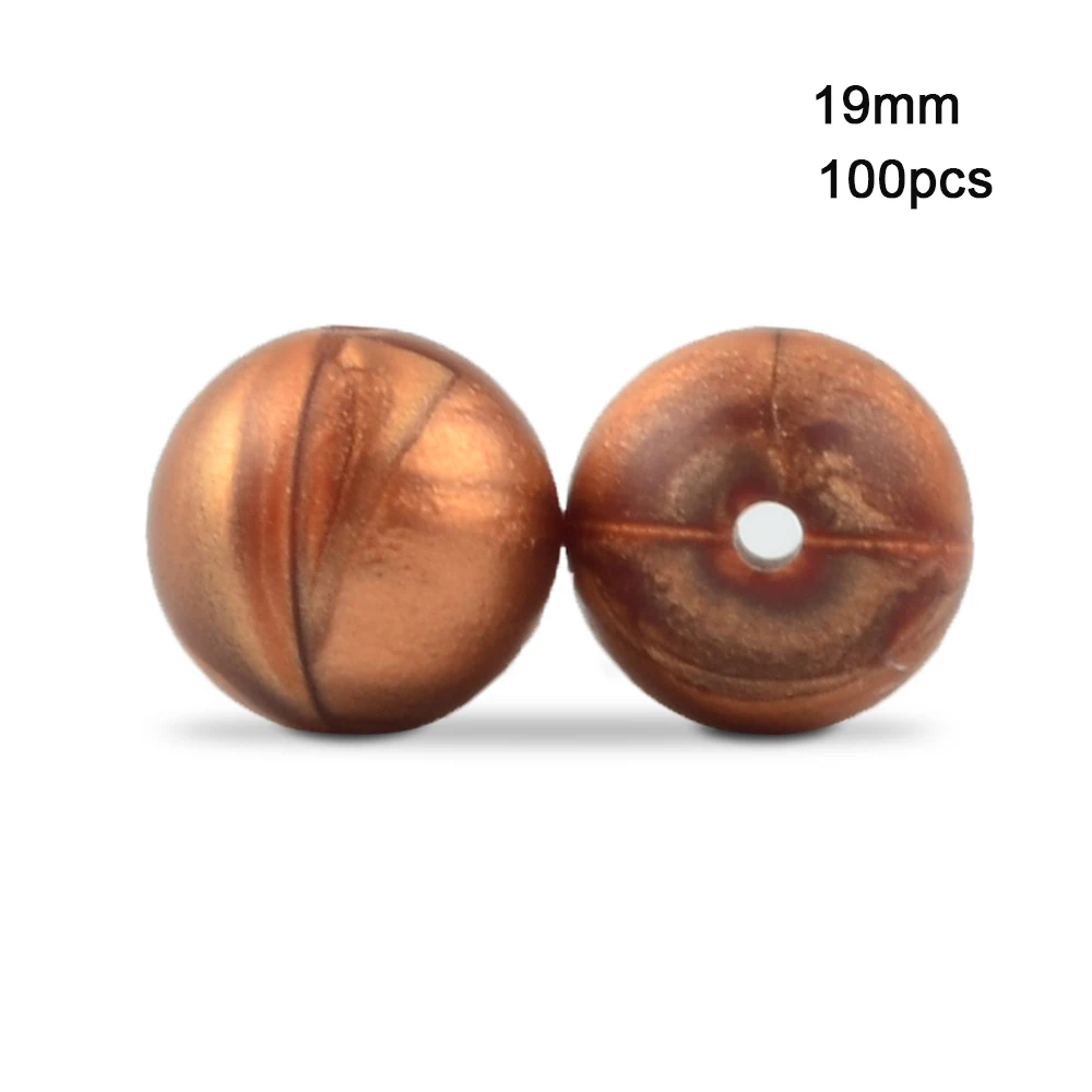 Metal copper LOFCA 100 шт 19 мм круглые силиконовые бусины Детские Прорезыватели без бисфенола пищевая детская игрушка DIY ювелирные изделия ожерелье аксессуары для кормления - Цвет: Metal copper