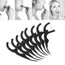 50 шт. бамбуковый уголь зубная нить зубочистки палочка для ухода за полостью рта чистка зубов R3MF