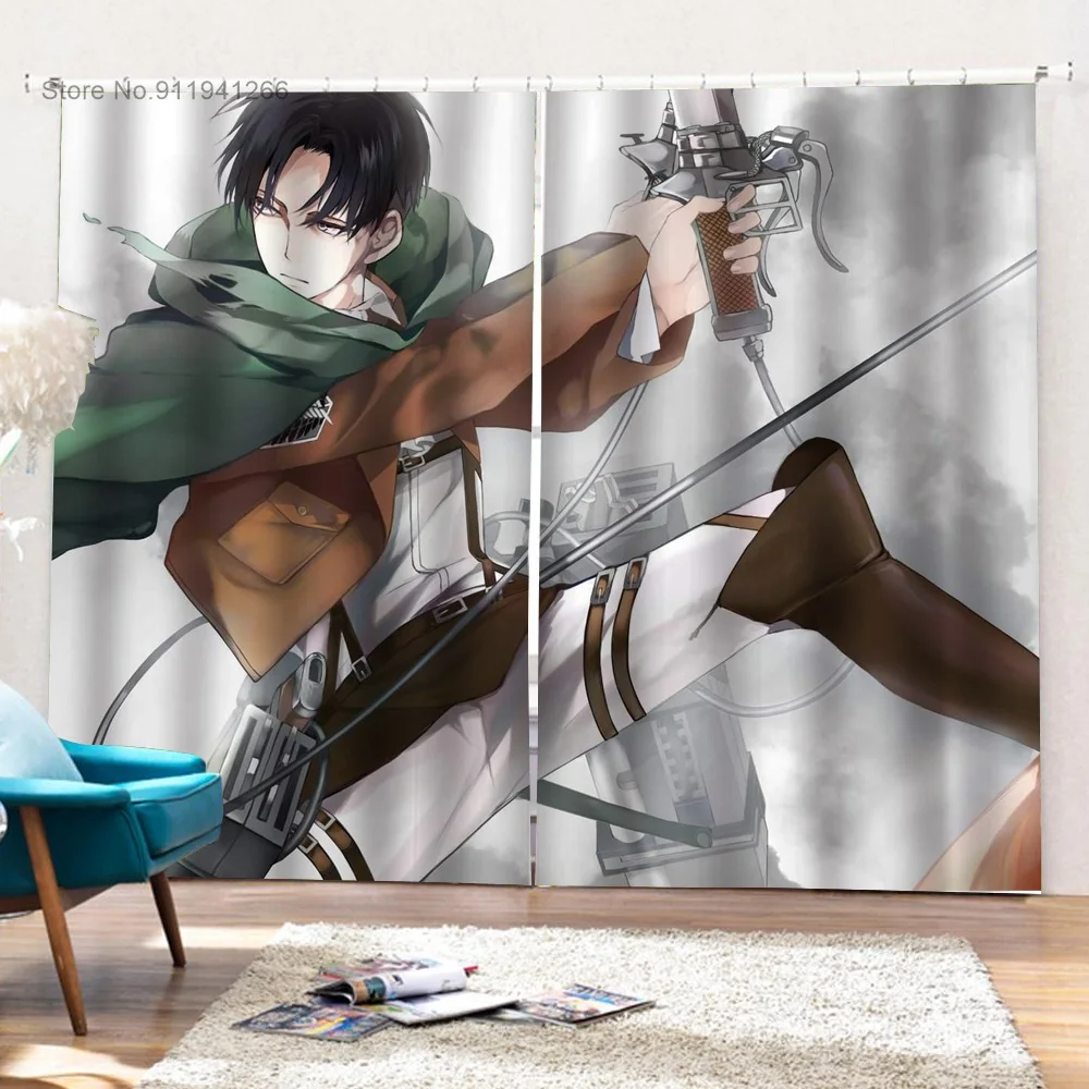 Cartoon Attack On Titan Blackout Curtains for Bedroom Window Treatment Fabric Anime Curtain Living Room Ultra-thin Micro Shading 