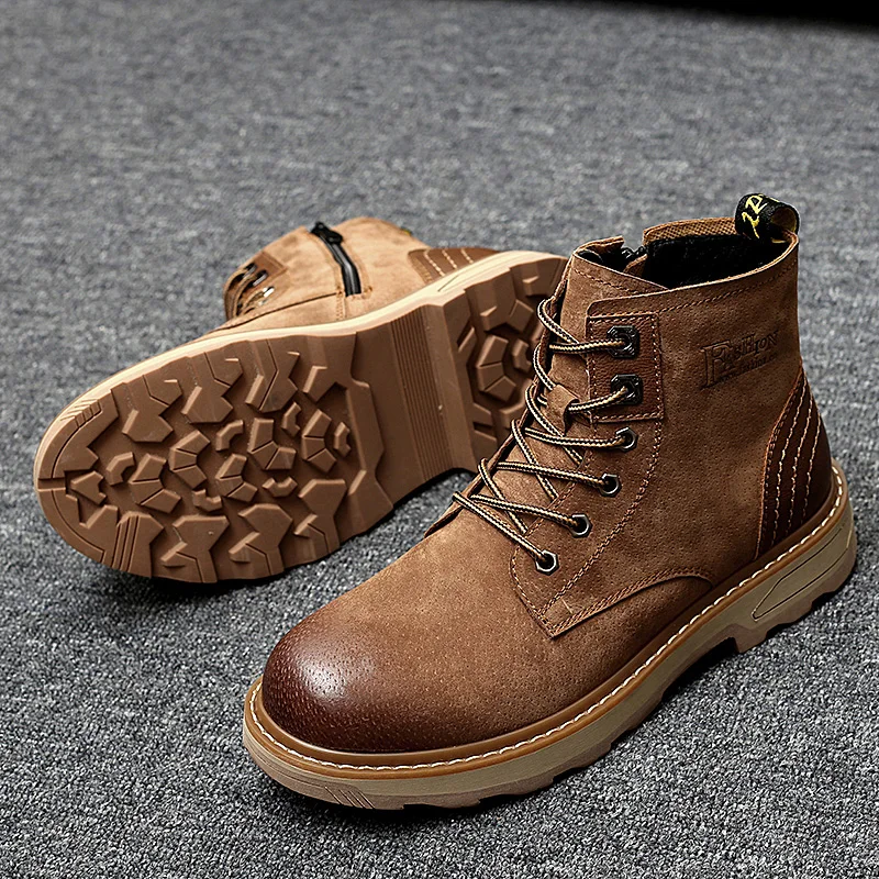 Г. Новые мужские ботинки высококачественные осенне-зимние меховые теплые ботильоны рабочие ботинки на резиновой подошве высокое качество, кашемир