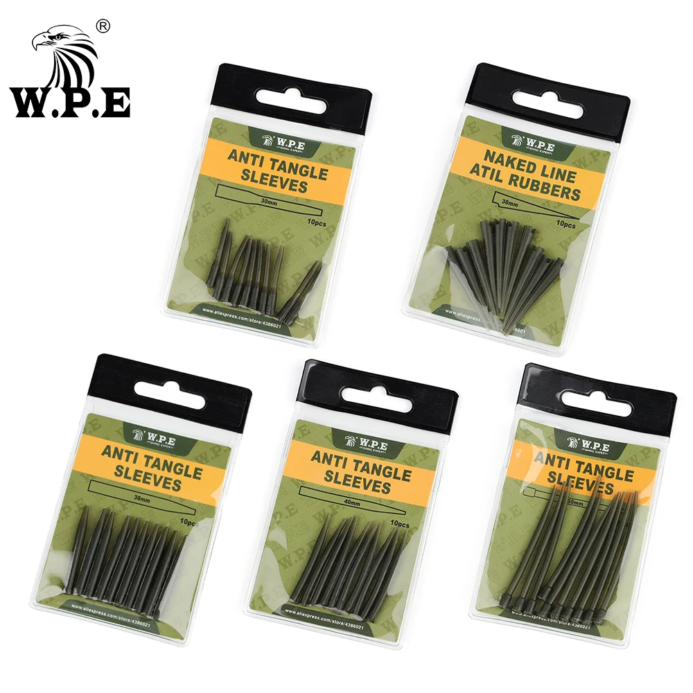 

W.P.E Fishing accessorie Anti-tangle Sleeves Naked Line Atil Rubbers Hair Rig Tube Swivel Connector Terminal Carp Fishing 10pcs