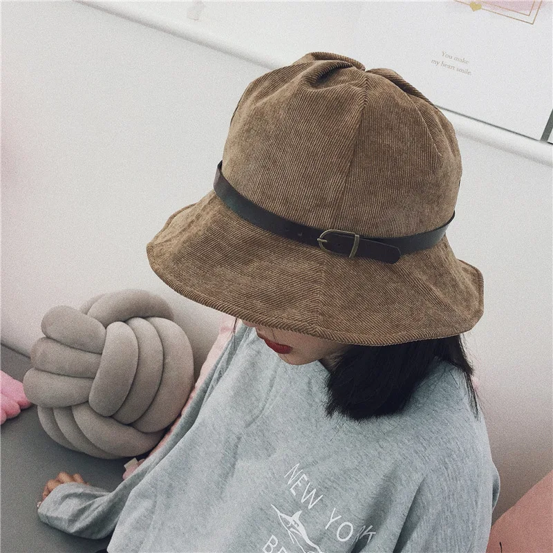 Женские теплые вельветовые шапки harajuku для мужчин, шапка в японском стиле, уличная шапка для рыбалки с поясом
