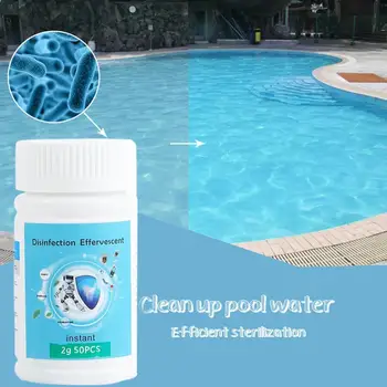 

50Pcs/Bottle Swimming Pool Cleaning Multi Use Effervescent Chlorine Tablets Swimming Pool Clarifier Multifunctional Cleaner