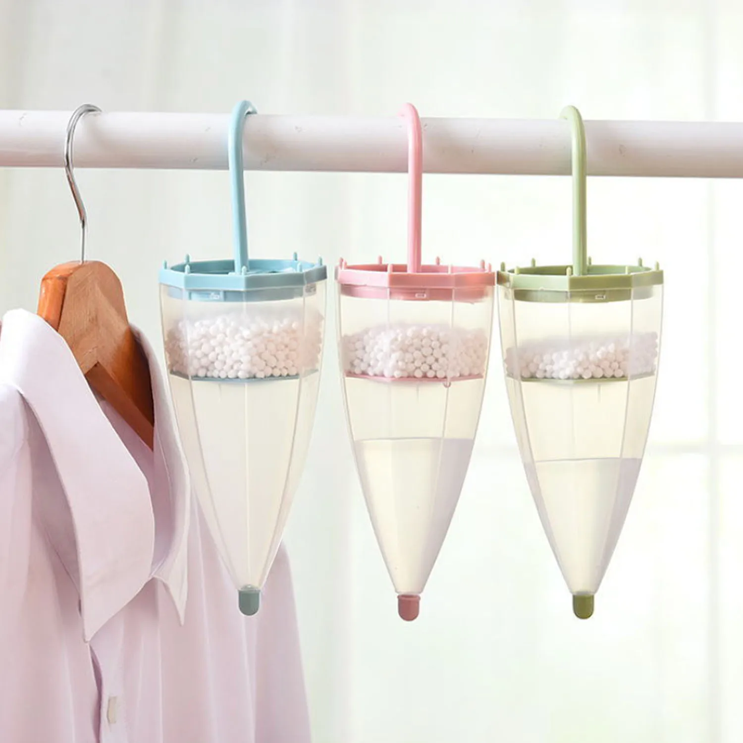 Mini Umbrella Shaped Moisture Absorber Box Hanging Moisture Absorber Reusable Dehumidification Deodorant Box for Wardrobe Closet
