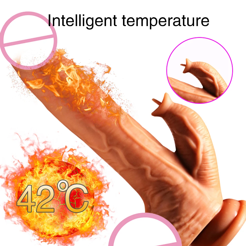 Pene realista inteligente Calefacción Automática consolador telescópico para las mujeres vibrador i