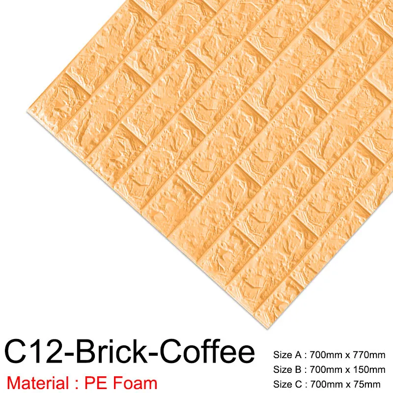 C12-Brick-Coffee 3D обои DIY Наклейка под мрамор Водонепроницаемая наклейка s стикер на стену s водонепроницаемый для детской комнаты 3D самоклеющиеся обои кирпич - Цвет: C12-Brick-Coffee