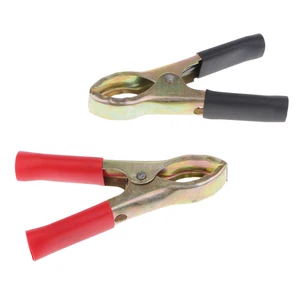 2X металлические зажимы для автомобильных аккумуляторов Крокодил Аллигатор испытательные зажимы 10A 75 мм красный и черный - изображение