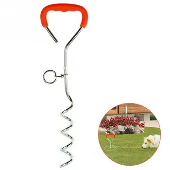 

Spiral Durable Ground Stake Accessories Anti Wrap Screw Pet Tether Outdoor With Ring Portable Dog Fixed Pile Heavy Duty Tie Out