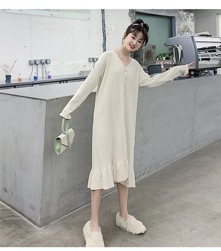 2020 Fashion Maternity Dress Loose spring autumn winter Skirt Pregnancy Clothes For Knit Pregnant Women Sweater (26)