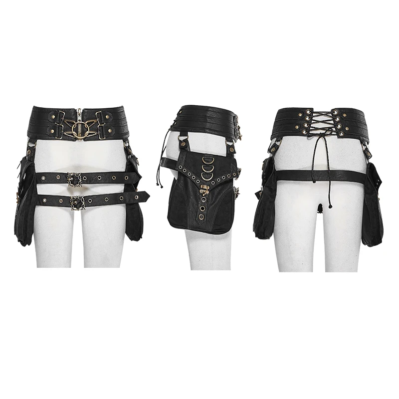 

PUNK RAVE Women's Steampunk Jewelry PU Leather Detachable Bag Personality Handsome Women Girdle