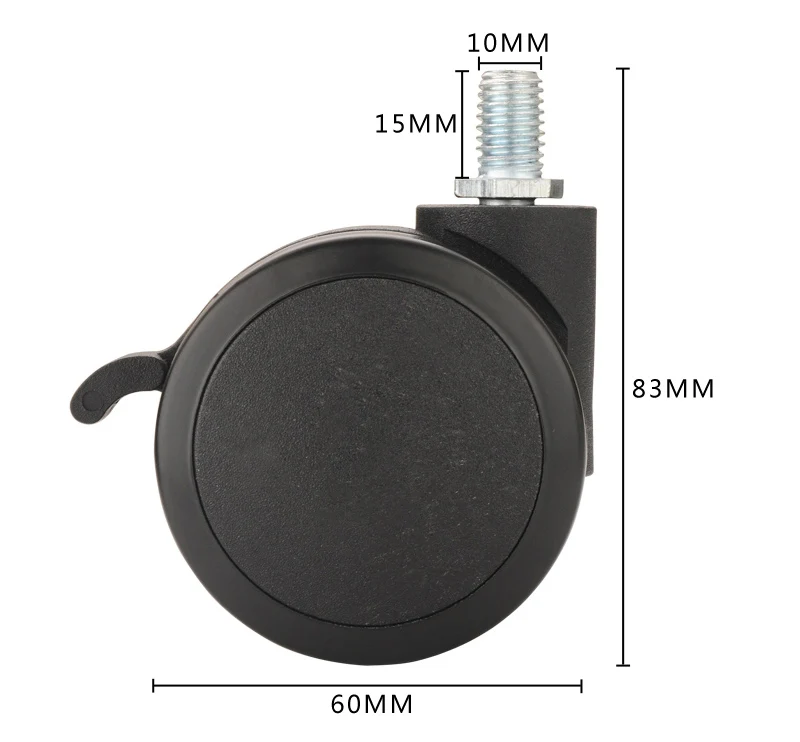 5PCS 60mm Myhomera Universal Mute Caster Wheel 2.4" Replacement Office Chair Swivel Rollers 360 Degree Wheels Furniture Hardware