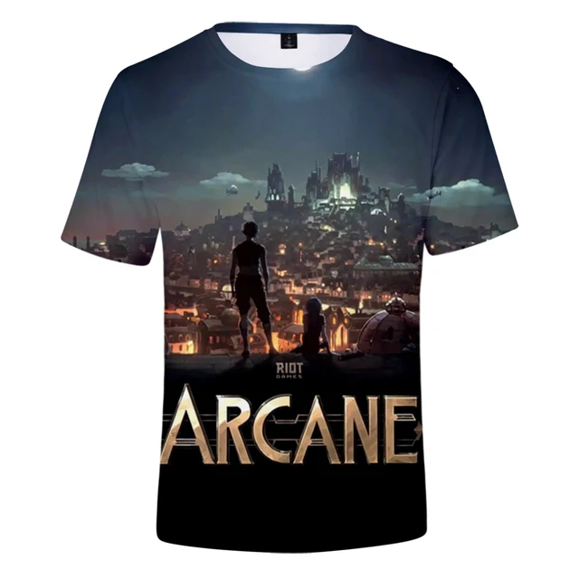 Arcane League of Legends Arcane Summer 3D Jess Printing Short Sleeved T Shirt Loose Casual All