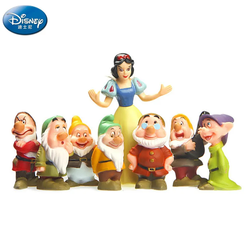 8pcsset Original Disney Princess Snow White and The Seven Dwarfs 7 Ornaments Model Doll Toys for Children Gift PVC Figure | Игрушки и