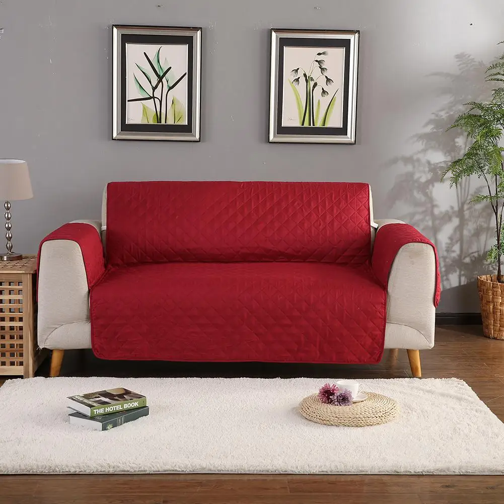 IdealHouse однотонный чехол для дивана с домашними животными, моющиеся съемные полотенца, подлокотники, чехлы для дивана - Цвет: red 55x196cm