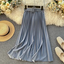 Весна Женская Длинная желтая Макси плиссированная юбка миди юбка с высокой талией повседневные юбки для вечеринок