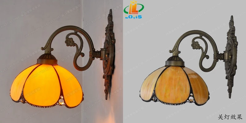 art deco wall lights 8 Inch American Baroque Glazed Wall Lamp Tiffany Style Living Room Backdrop Bedside Balcony Color Lighting Alloy Lamp Arm wall lights