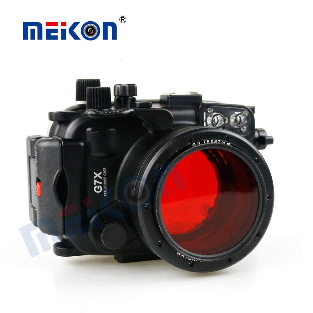Meikon 40 м/130 футов подводный водонепроницаемый чехол для камеры canon G7X+ 67 мм Круглый купол порт рыбий глаз+ две руки корпус лоток - Цвет: CaseFiter