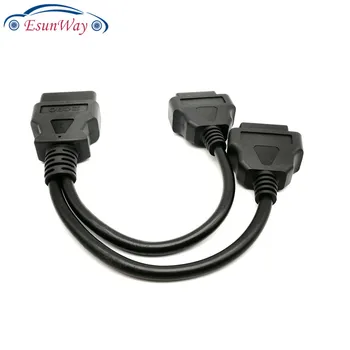 

10pcs/Lot! 30cm 16 pin OBD2 OBDII Splitter Extension Y Cable J1962 Male to Dual J1962 Female OBD connectors Cables