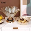 European Vintage Crystal Glass Fruit Tray Creative Beaded Feet Snack Candy Bowl Large Double Layer Dessert Plate Home Decoration 1