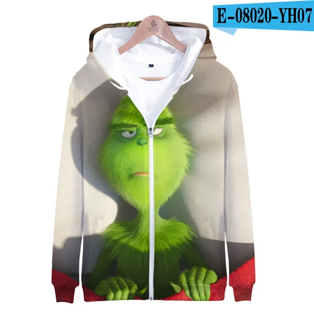 3dLL-71 Лидер продаж, толстовки с 3D принтом из фильма «The Grinch», модная толстовка с капюшоном на молнии, Harajuku, уличная куртка, пальто, одежда - Цвет: 3dLL-71