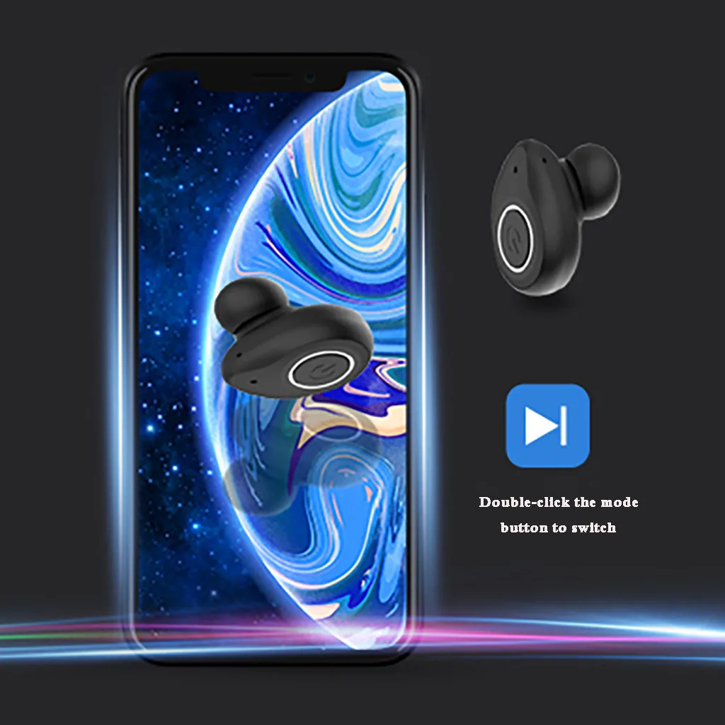Беспроводные Bluetooth 5,0 стерео наушники-вкладыши мини спортивные наушники IPX5 Водонепроницаемый зарядный чехол светильник вес