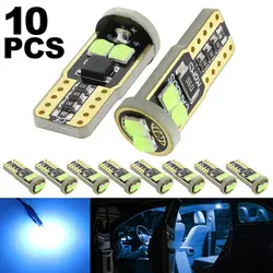 10 pçs 3030 6smd t10 w5w 168 194 led carro conduziu a luz da placa de licença lâmpada cúpula 12v auto lado marcador luzes canbus azul laranja lâmpada