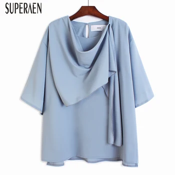 

SuperAen Chiffon Shirt Female Korean Style Solid Color Ladies Blouses and Tops Summer and Spring New 2020 Women Clothing