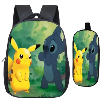 

Pikachu How to Train Your Dragon Stitch Children Kids Backpacks Children Kindergarten School Bag with Fashion Pen Bag