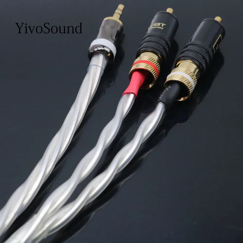 HIFI  Nordost silver aux 3.5mm  headset plug to 2rca jack  Audio signal line Computer and audio connection  cable 2rca cables