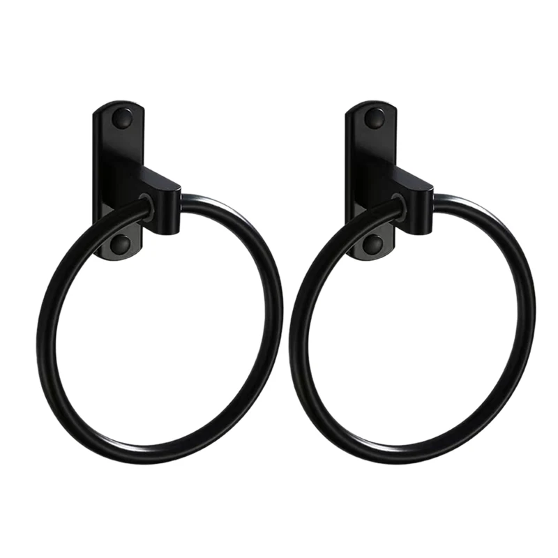 Фото 2 Pack Towel Ring Hand Holder For Bathroom Racks Wall Mount Hardware Black  Обустройство | Кольца для полотенец (1005003572604517)