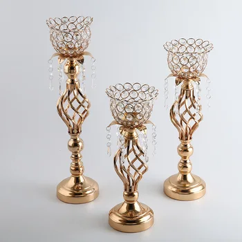

European crystal metal fashion candlestick set of three romantic candlelight dinner wedding props home decoration decorations