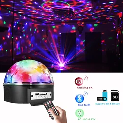 Boule Disco rotative à Led avec haut parleur Bluetooth, 6 couleurs, boule de cristal magique, télécommande, pour spectacle de mariage, noël à la maison 