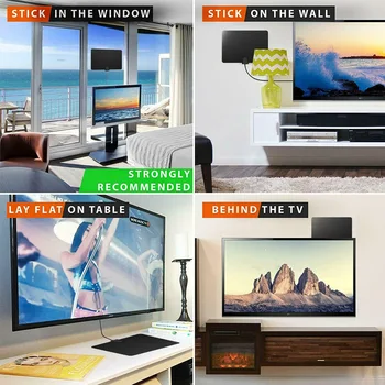 

210 Miles Receiver Digital HDTV Freeview Easy Install With Amplifier USB Coax Cable Signal Booster Indoor TV Antenna 4K 1080P 5v