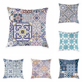 

Boho Cushion Cover Geometric Decorative Cushions Covers Polyester Pillow Case Plaid Pattern Sofa Bed Pillows Cases