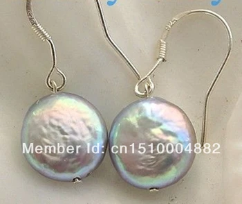 

0033 5pc 11mm Natural Peach Pink Rainbow Coin Pearl Earrings 925 Silver