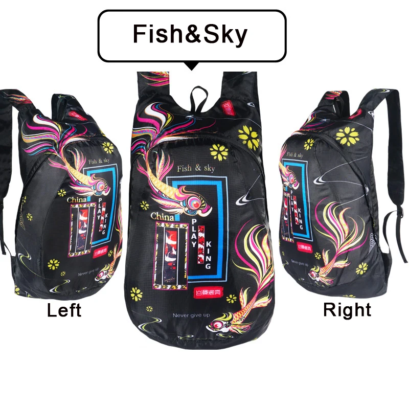 fish sky PLAYKING легкий нейлоновый складной рюкзак, водонепроницаемый мини рюкзак для путешествий для женщин и мужчин, сумка для, Mochila Feminina для кемпинга - Цвет: fish sky