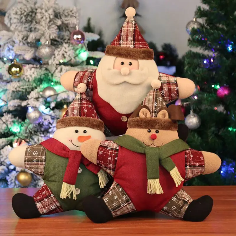 Cute Cartoon Santa Claus Snowman Deer Pattern Pillow Soft Plush Warm Cushion for Home Sofa Car Seat Supplies Christmas Gifts